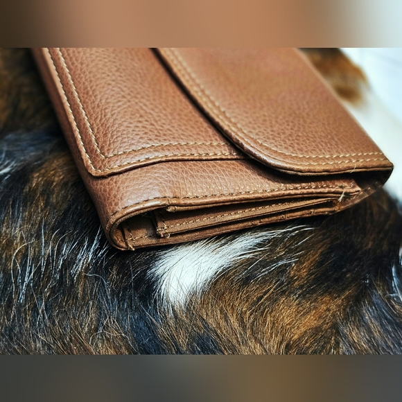 Vintage Relic Fossil Brown Pebbled Leather Trifold Wallet & Checkbook Wallet Set - Picture 4 of 13